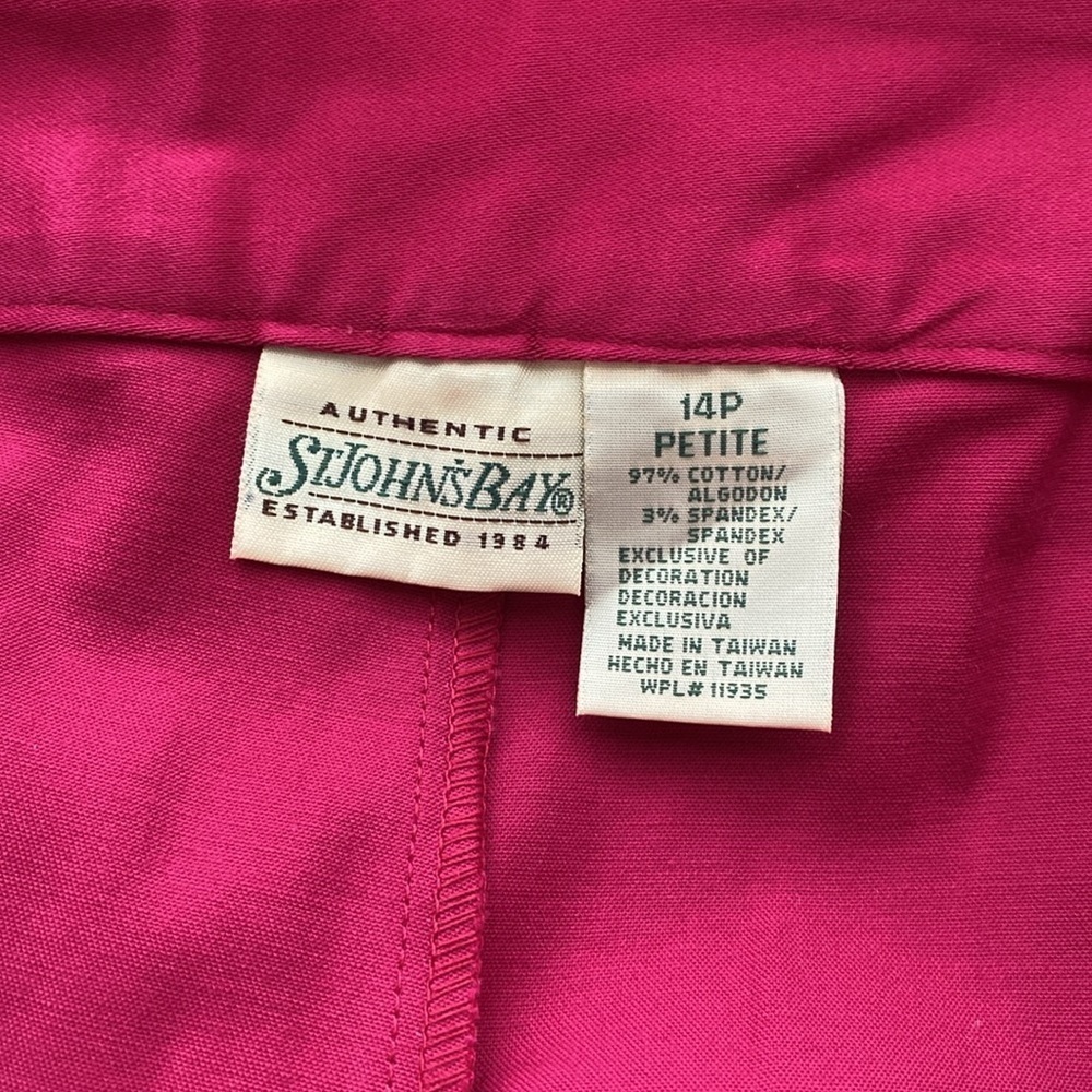 St John’s Bay Capri pants button/zip closure fabric belt embroidered Sz 14P NWT - Picture 6 of 10